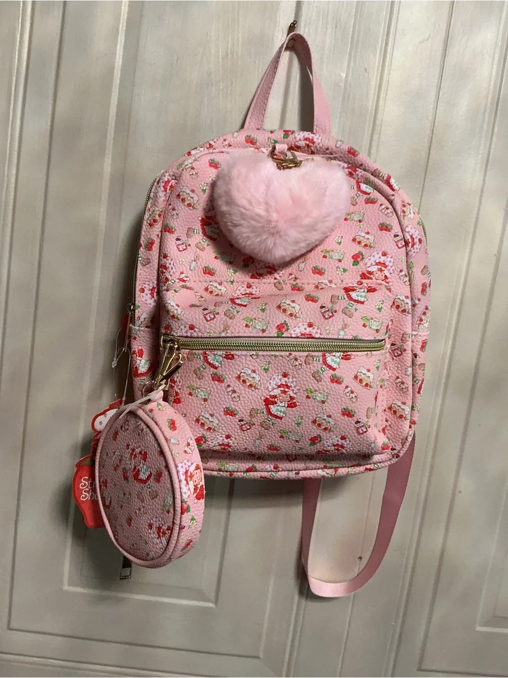 Brand New Strawberry Shortcake Faux Pebble Leather Mini Backpack